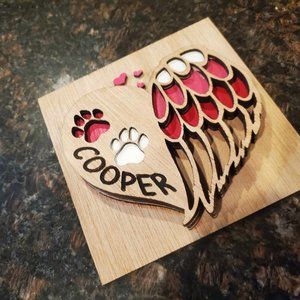 Pet Memorial Heart and Wings Sign